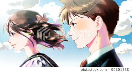 簡介學生彩色插圖藍天背景 簡介學生彩色插圖藍天背景 99801888