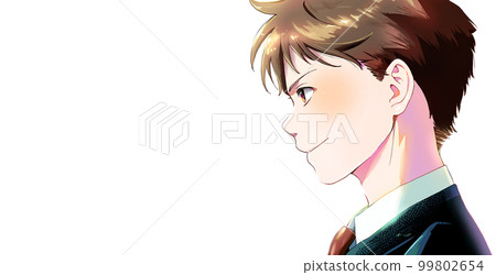 Color illustration of a male student or member of society in profile, no background, left space 99802654