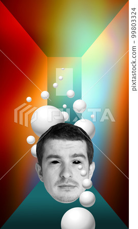 Flying head. Surreal contemporary artwork. Concept of mysticism, mystery, underworld, dreams or imagination. Surrealism Flying head. Surreal contemporary artwork. Concept of mysticism, mystery, underworld, dreams or imagination. Surrealism 99803324