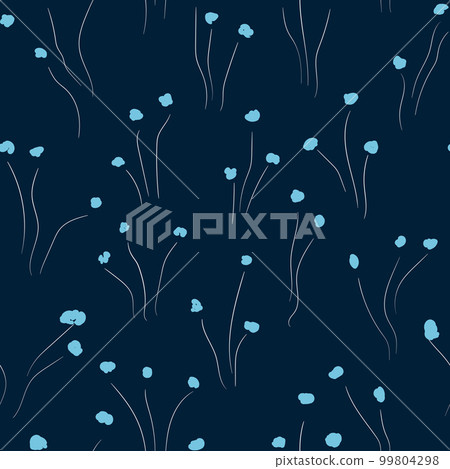 Seamless floral pattern based on traditional folk art ornaments. Colorful small flowers on color background. Doodle vector illustration. Simple minimalistic pattern. Design for fabric, textile 99804298