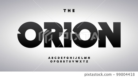 Cutout alphabet, bold geometric letters, unusual minimalist font for automotive, sport, fashion, technology logo, emphasis headline, contemporary typography, modern typographic design. Vector typeset 99804418