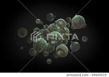 Image of cedar pollen Black background (for hay fever etc.) 99804419