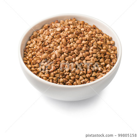 Bowl of buckwheat isolated on white background 99805158