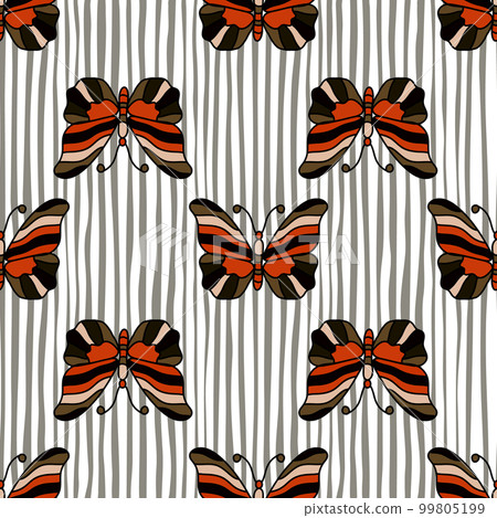 Seamless pattern with stylized butterflies. 99805199