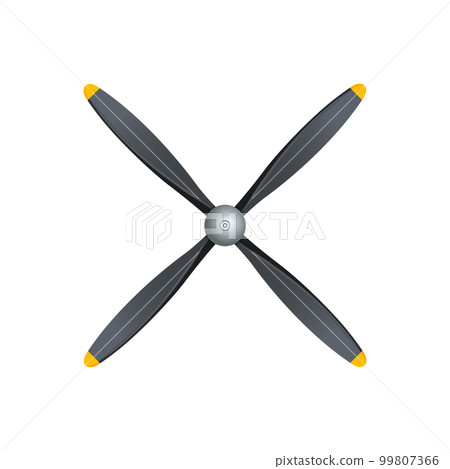 Plane blade propeller, vector airplane wood engine logo icon. Aircraft 4 propeller fan 99807366