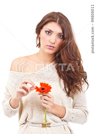 Young woman with flower Young woman with flower 99808011