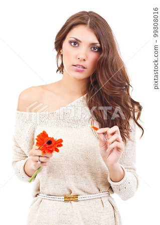 Young woman with flower Young woman with flower 99808016