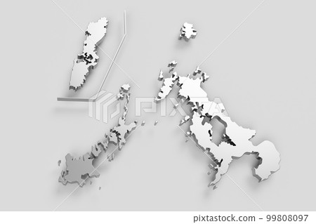 Three-dimensional bird view blank map Used for presentation materials Nagasaki Prefecture Three-dimensional bird view blank map Used for presentation materials Nagasaki Prefecture 99808097