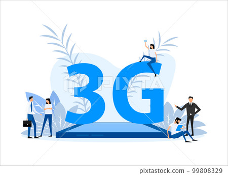3g network technology. Internet systems telecommunication service. People stand near the smartphone 99808329