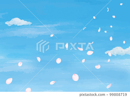 Watercolor painting of cherry blossoms in the blue sky 99808719