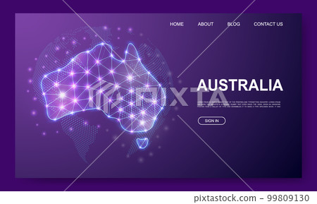 Australia 3d low poly website template. Australia map design illustration concept. Polygonal Continent silhouette symbol for website design 99809130
