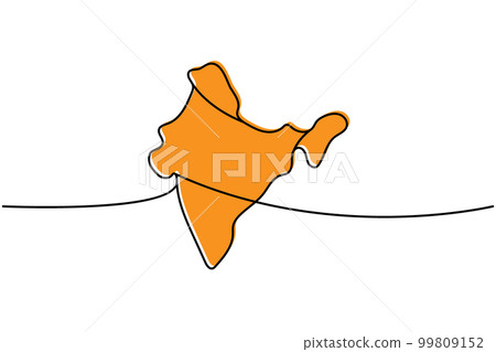 India silhouette colored one line continuous drawing. India country silhouette continuous one line colorful illustration. 99809152