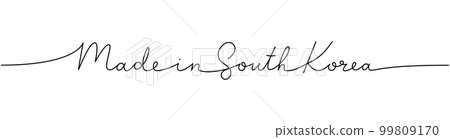 Made in South Korea - word with continuous one line. Minimalist phrase illustration. South Korea country - continuous one line illustration. 99809170