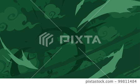 Japanese style_whirlwind effect background_green_16:9 99811484