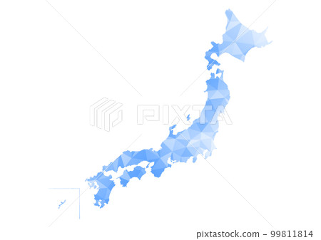 Japan map illustration: blue polygonal background Japan map illustration: blue polygonal background 99811814