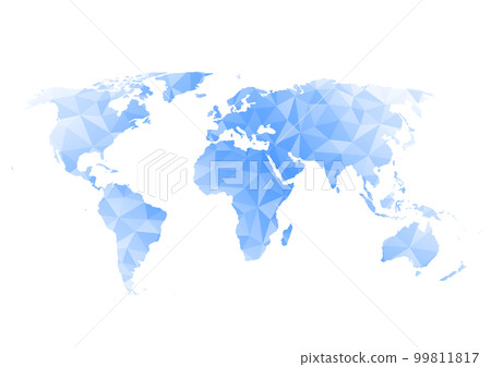 世界地圖插圖：藍色多邊形背景 99811817