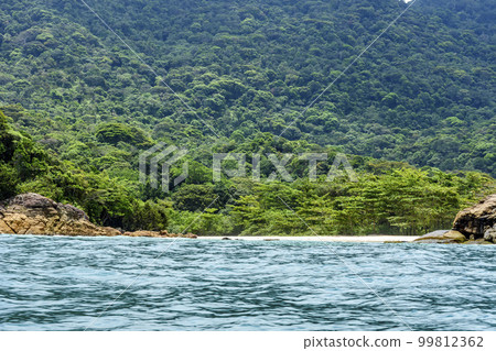 Deserted beach hidden between the rainforest and the rocks Deserted beach hidden between the rainforest and the rocks 99812362