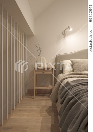 A cozy Home interior in warm beige tones in Japanese and Scandinavian Style. Modern Scandinavian Living Room Interior Design. Japandi Concept A cozy Home interior in warm beige tones in Japanese and Scandinavian Style. Modern Scandinavian Living Room Interior Design. Japandi Concept 99812941