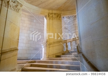France, Loire, Staircase of the castle of Chambord 99814438
