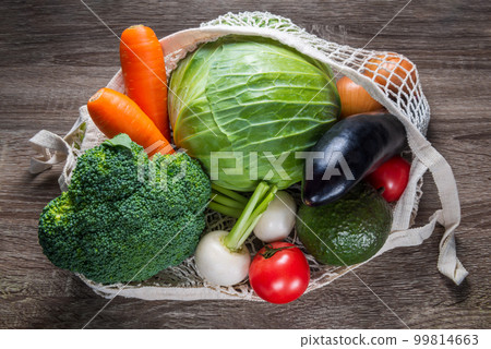 cotton wicker, eco friendly bag with  vegetables 99814663