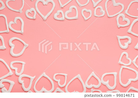 frame of sweet meringue kiss cookies of heart  99814671