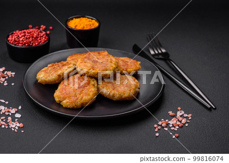 Delicious hearty vegetarian or vegan dish in the form of cutlets or patties Delicious hearty vegetarian or vegan dish in the form of cutlets or patties 99816074