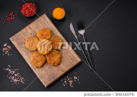 Delicious hearty vegetarian or vegan dish in the form of cutlets or patties 99816079