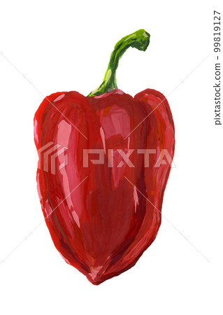 Red sweet pepper. Food illustration isolated on white background 99819127