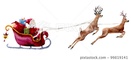 Watercolor Santa Claus illustration. Hand painted Santa with gif 99819141
