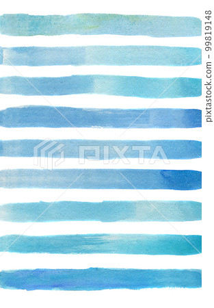 Watercolor abstract background with blue and navi stripes. Hand painted sea background isolated on white background. For design or background 99819148