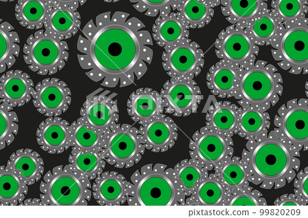 Green Circulation Saws Seamless Pattern Background, Vector Illustration Green Circulation Saws Seamless Pattern Background, Vector Illustration 99820209