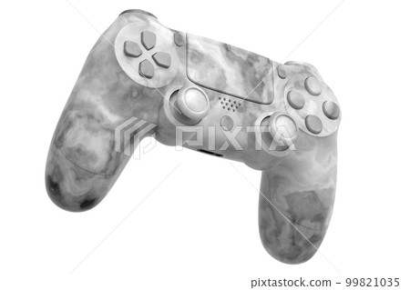 Realistic video game joystick with black marble texture on white background. Realistic video game joystick with black marble texture on white background. 99821035