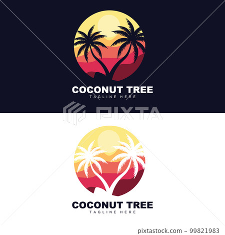 Coconut Tree Logo, Ocean Tree Vector, Design For Templates, Product Branding, Beach Tourism Object Logo 99821983