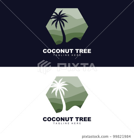 Coconut Tree Logo, Ocean Tree Vector, Design For Templates, Product Branding, Beach Tourism Object Logo 99821984