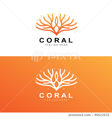Coral Logo, Sea Plants Place Marine Animals, Ocean Vector, Seaweed Icons 99822610