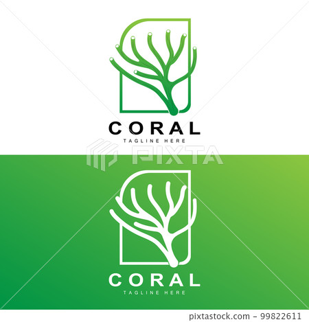 Coral Logo, Sea Plants Place Marine Animals, Ocean Vector, Seaweed Icons 99822611