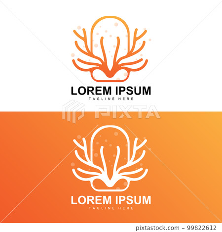 Coral Logo, Sea Plants Place Marine Animals, Ocean Vector, Seaweed Icons 99822612