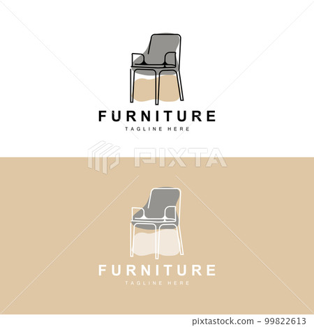 furniture logo, home furnishing design, room icon illustration, table, chair, lamp, frame, clock, flower pot 99822613