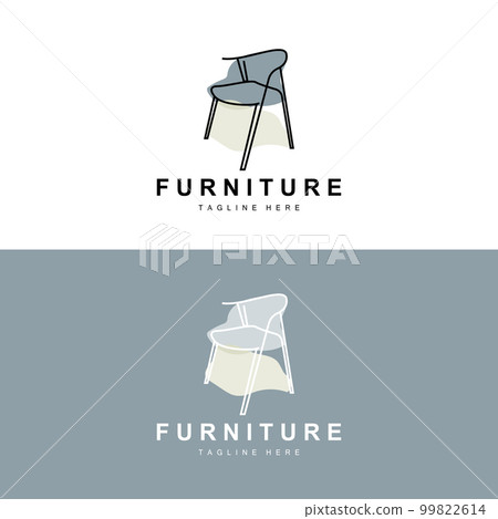 furniture logo, home furnishing design, room icon illustration, table, chair, lamp, frame, clock, flower pot 99822614
