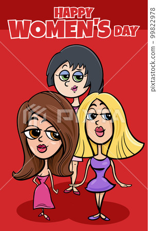 Women's Day design with cartoon women characters Women's Day design with cartoon women characters 99822978