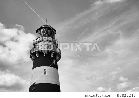 Black and white photo of a lighthouse against the sky Black and white photo of a lighthouse against the sky 99823213