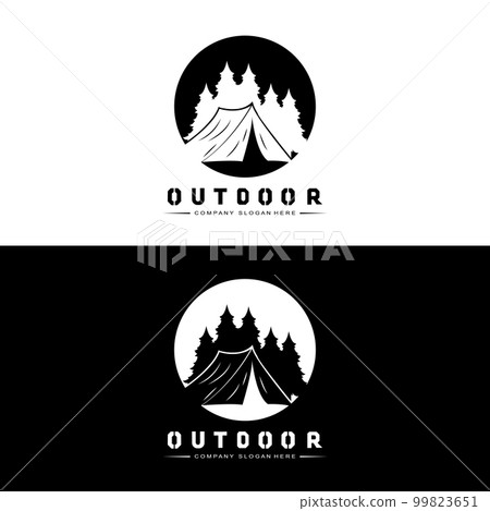 Campfire Logo Design, Camping Vector, Wood Fire And Forest Design 99823651