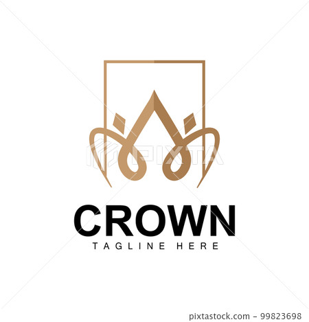 Crown Logo, Royal Design, Throne Holder King And Queen, Vector Icon Brand Product Template Simple Template 99823698