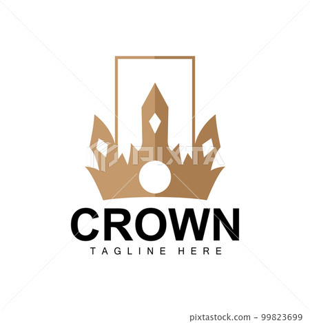 Crown Logo, Royal Design, Throne Holder King And Queen, Vector Icon Brand Product Template Simple Template 99823699
