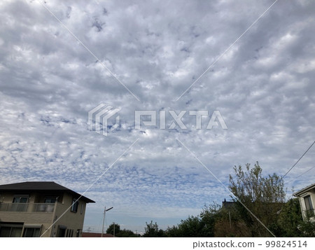 九月下旬,陰天天空中出現鱗片雲。 九月下旬,陰天天空中出現鱗片雲。 99824514