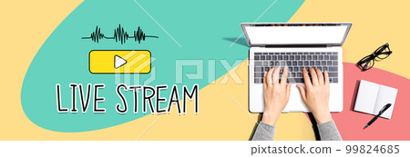 Live stream with person using a laptop 99824685