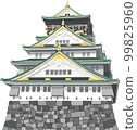 A castle tower at Osaka Castle 99825960
