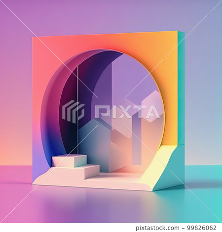 Product display neon round podium on vibrant colorful gradient background. Stage showcase on pedestal studio with podium. Modern abstract background. AI Product display neon round podium on vibrant colorful gradient background. Stage showcase on pedestal studio with podium. Modern abstract background. AI 99826062