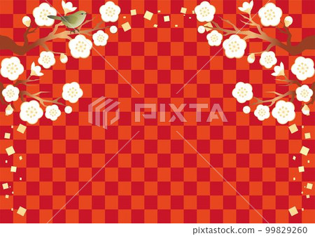 Frame, background, spring, plum, nightingale, Japanese style, Japanese pattern, copy space, illustration material 99829260