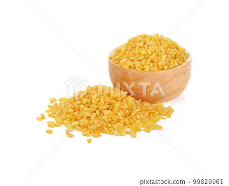 peeled split mung bean isolated on white. 99829961